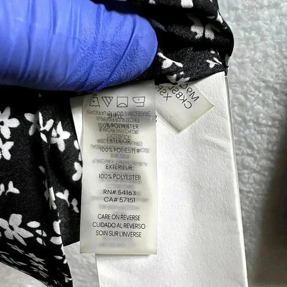 Calvin Klein Womens Blouse S Black White Floral Button Down Top Career Business - Picture 12 of 13